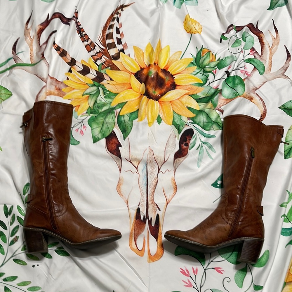 Real leather Anne Klein Tan Knee High Boots